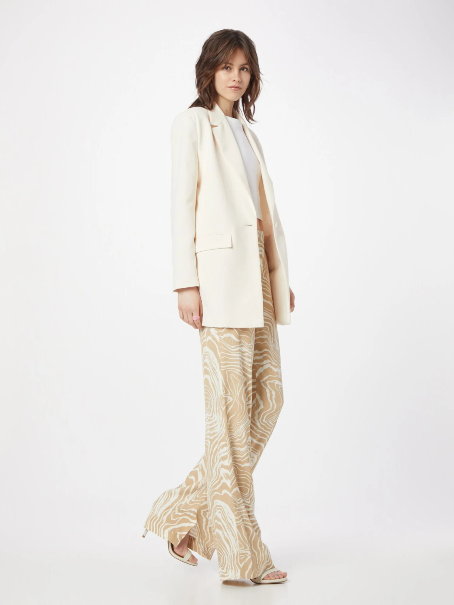 Calvin Klein Palazzo Broeken Wide Leg Pantalon Dames Beige 7 Calvin Klein Palazzo Broeken Wide Leg Pantalon Dames Beige - Afbeelding 5