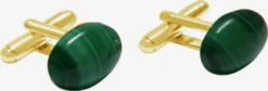 Gemshine Stropdassen & Accessoires Manchetknopen Malachit Heren Goud