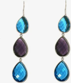 Gemshine Oorhangers Oorbellen Dames Blauw / Zilver